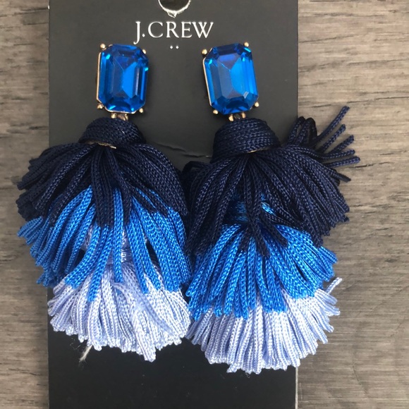 J. Crew blue tassel ombré boho woman’s earrings - Picture 2 of 7